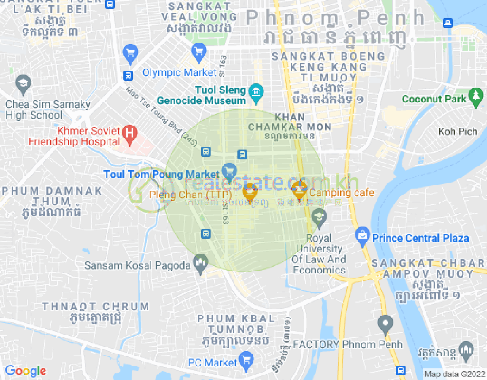 Map of Toul Tum Poung 1, Chamkarmon, Phnom Penh