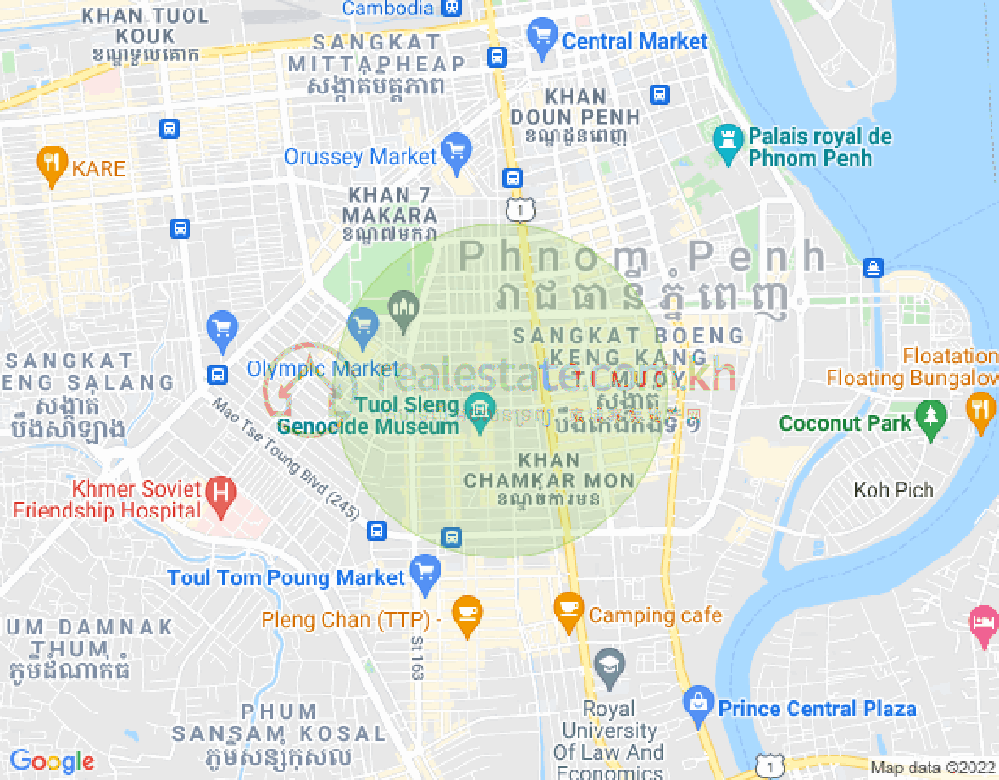 Mapa: BKK 2, Boeng Keng Kang, Phnom Penh