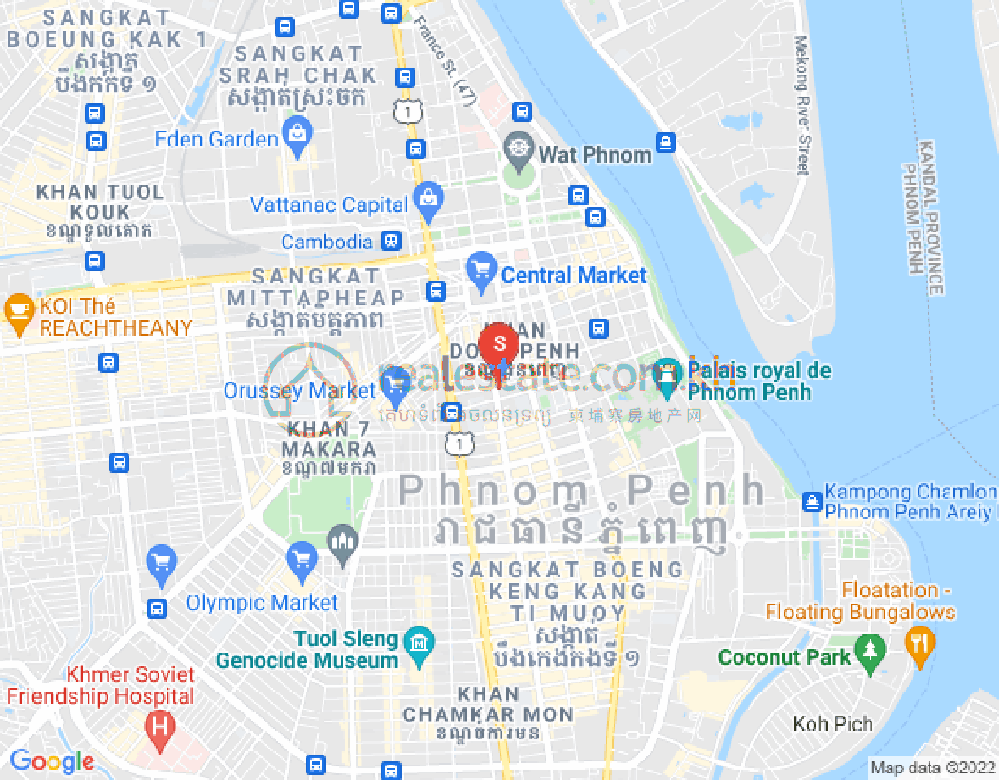 Mapa: Phsar Thmei II, Daun Penh, Phnom Penh
