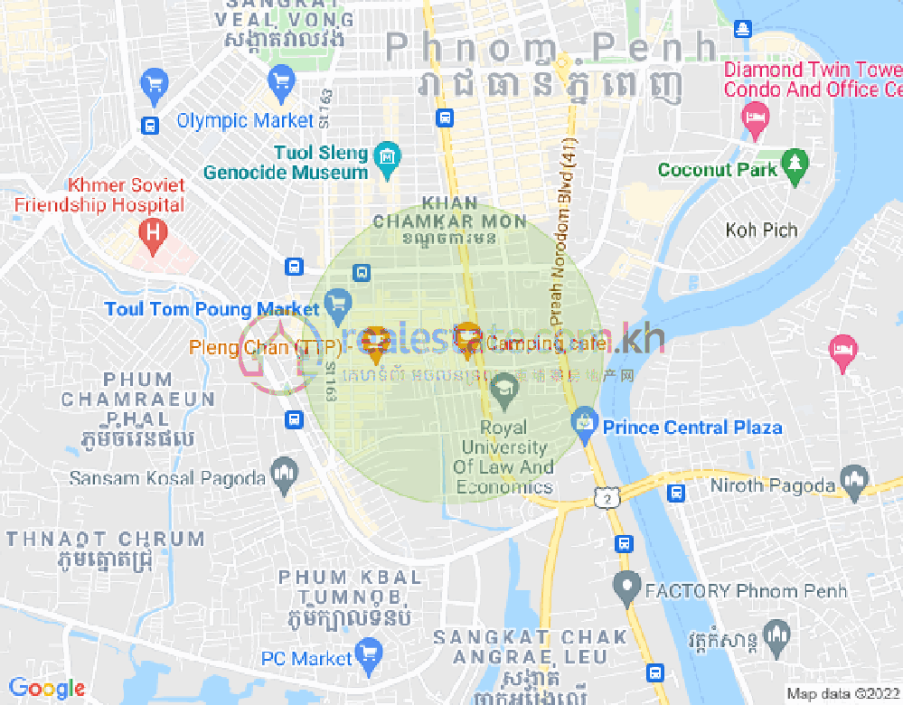 Mapa: Boeung Trabek, Chamkarmon, Phnom Penh