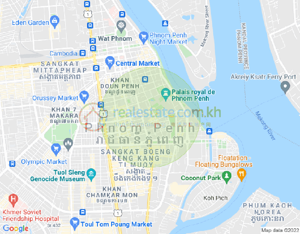 ផែនទី ចតុមុខ, ដូនពេញ, ភ្នំពេញ