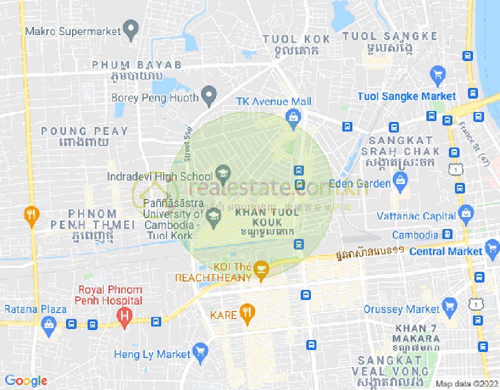Mapa: Boeung Kak 2, Toul Kork, Phnom Penh