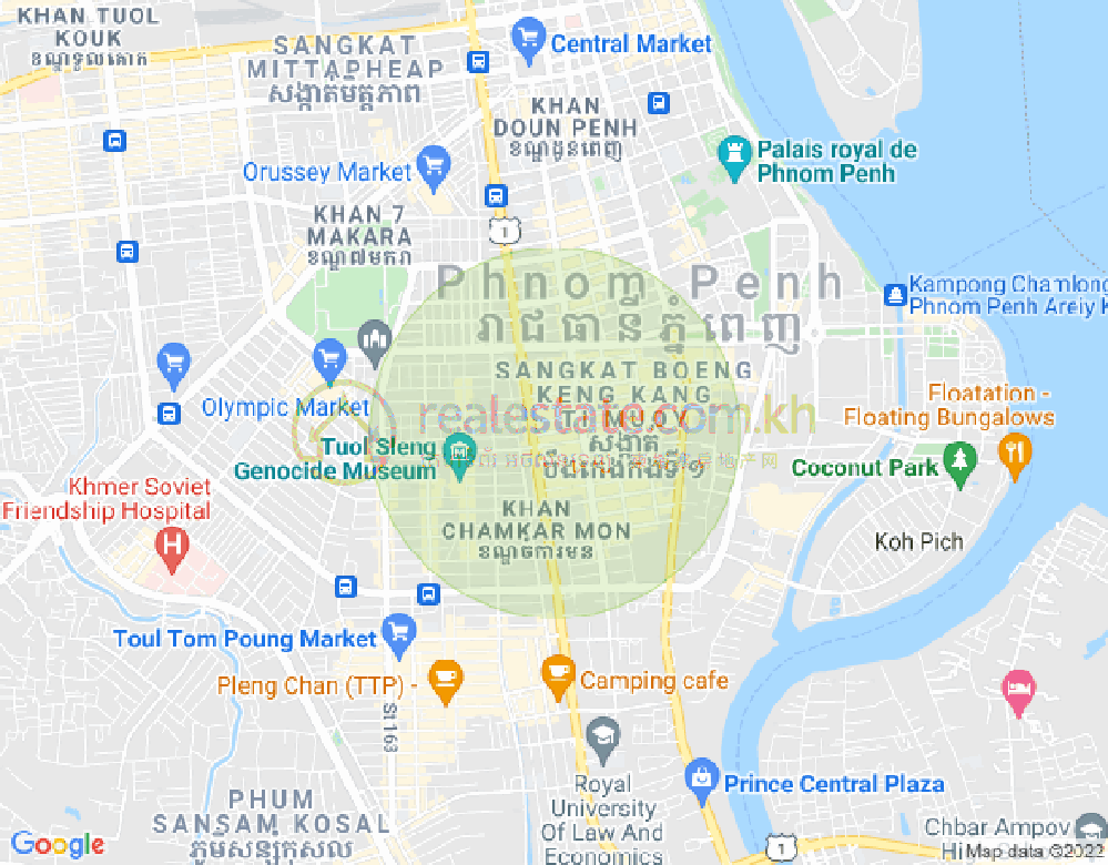 Carte de BKK 1, Boeng Keng Kang, Phnom Penh