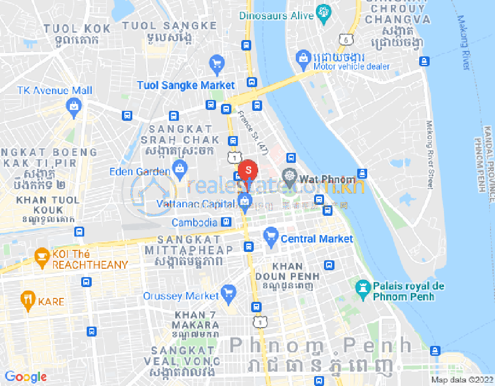 Map of Srah Chak, Daun Penh, Phnom Penh