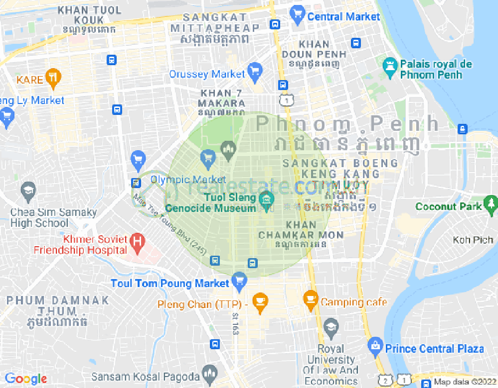 万景岗2分区（BKK2), 波哥堪, 金边地图