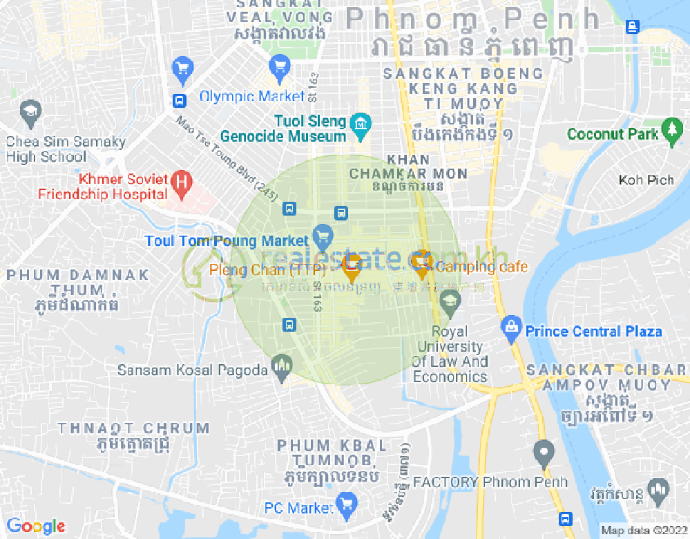Map of Toul Tum Poung 1, Chamkarmon, Phnom Penh
