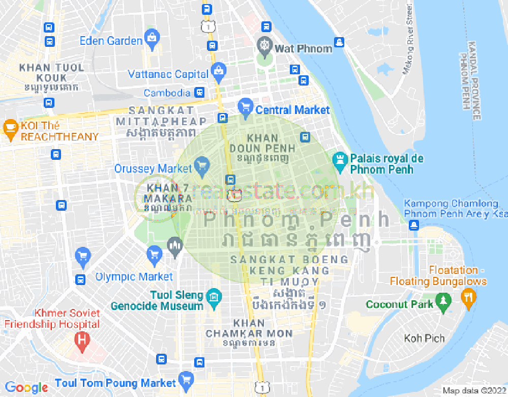 Mapa: Boeng Reang, Daun Penh, Phnom Penh