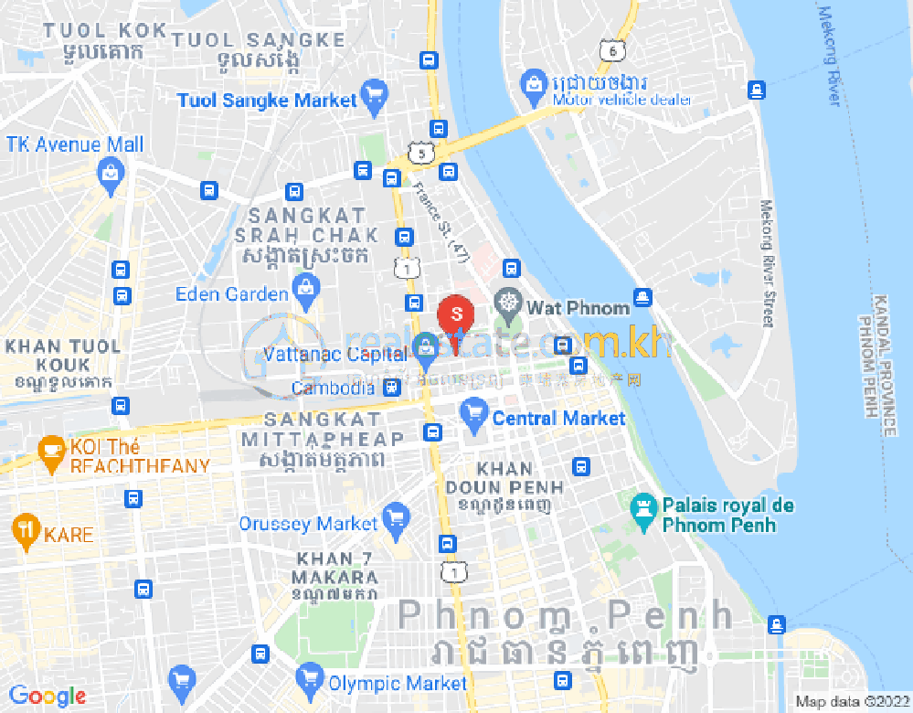 Carte de Srah Chak, Daun Penh, Phnom Penh