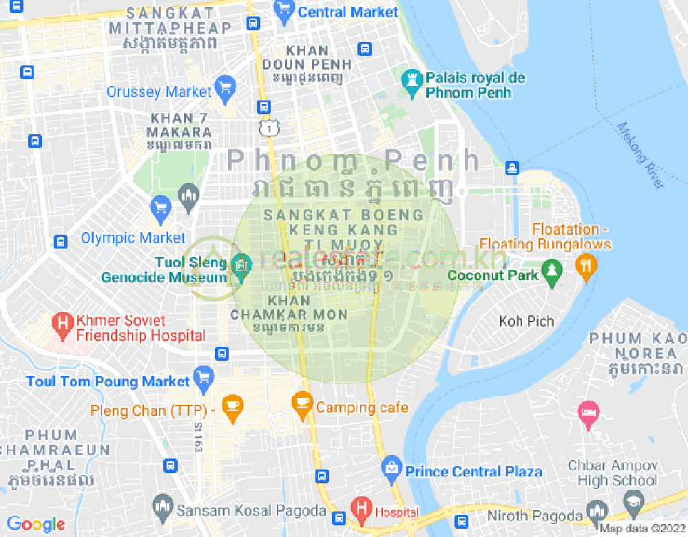 万景岗1分区（BKK1), 波哥堪, 金边地图