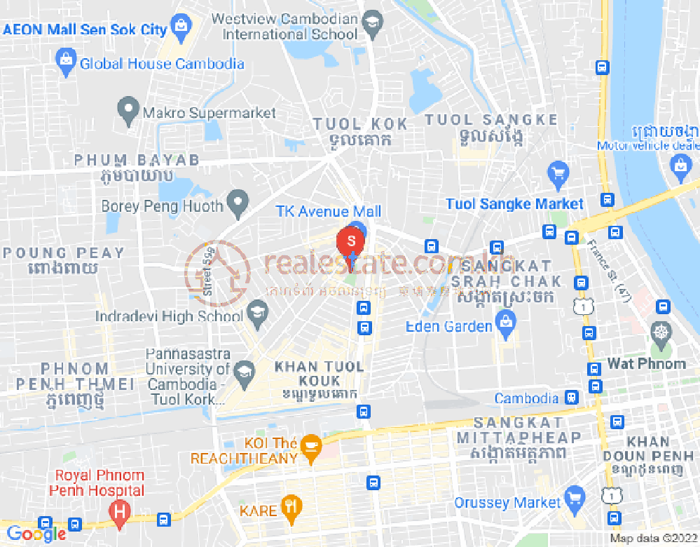 ブン・カック1, トゥールコーク, プノンペンの地図
