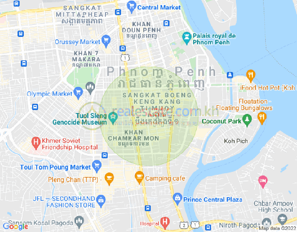 万景岗1分区（BKK1), 波哥堪, 金边地图