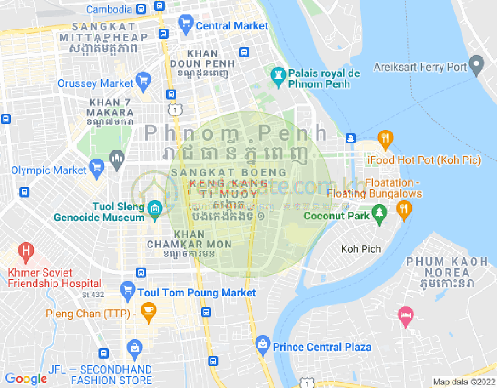 Map of BKK 1, Boeng Keng Kang, Phnom Penh