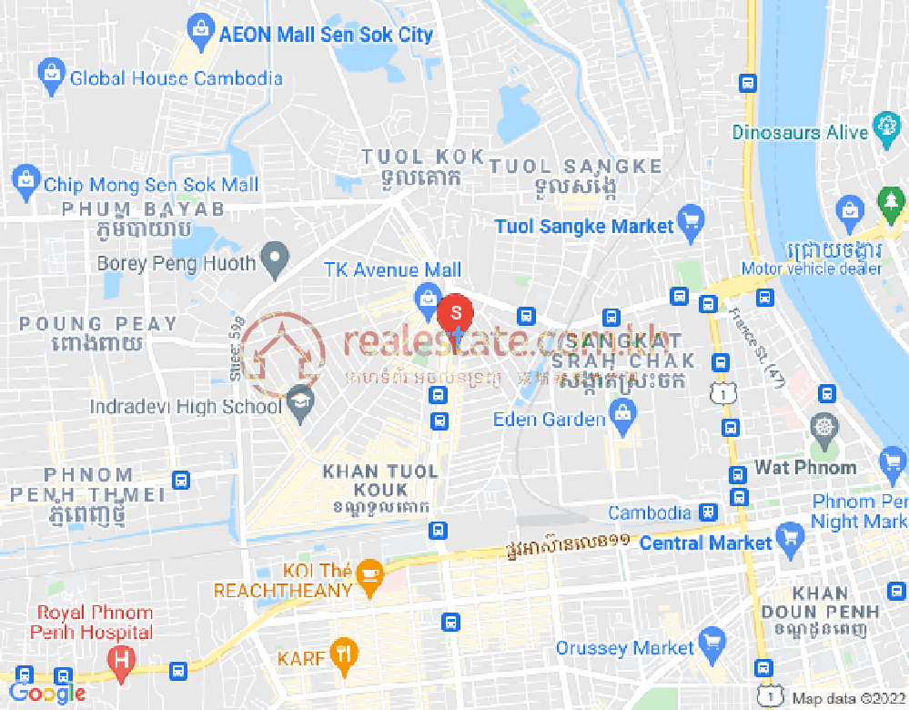 ブン・カック1, トゥールコーク, プノンペンの地図