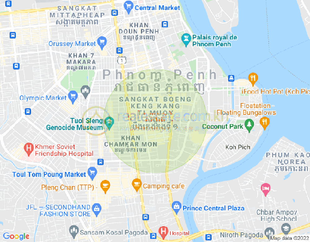 Map of BKK 1, Boeng Keng Kang, Phnom Penh