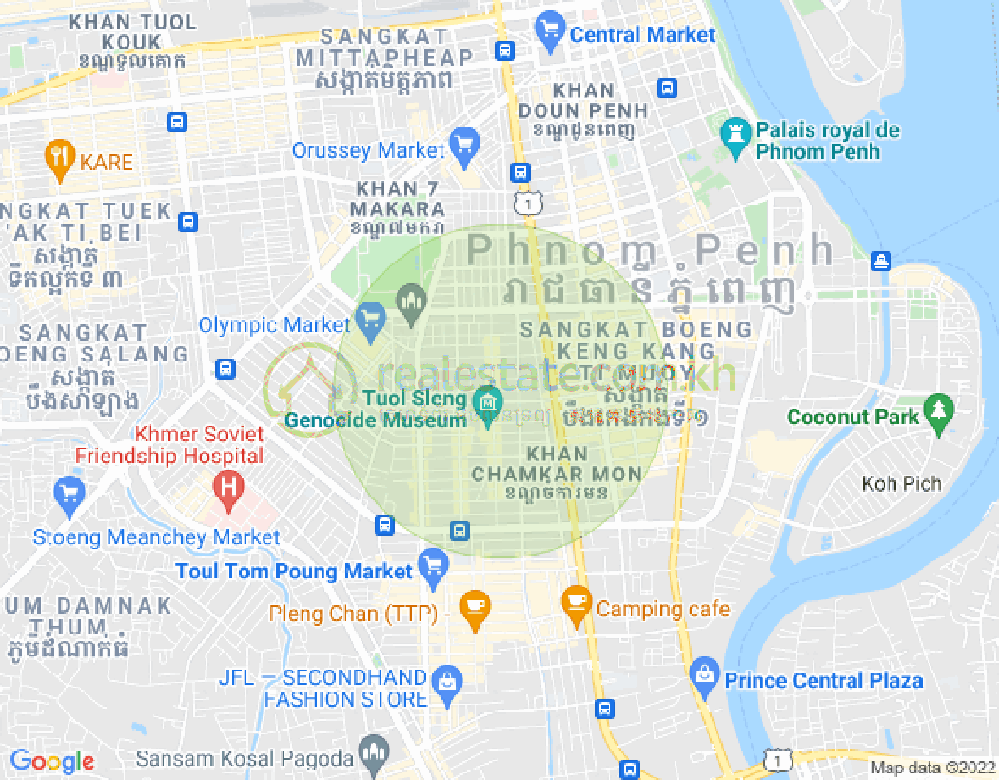 万景岗2分区（BKK2), 波哥堪, 金边地图