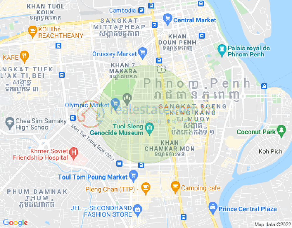 万景岗2分区（BKK2), 波哥堪, 金边地图