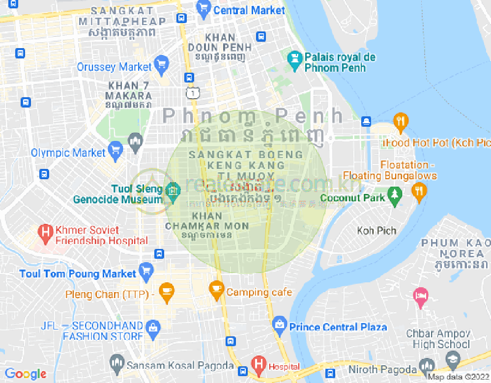 万景岗1分区（BKK1), 波哥堪, 金边地图