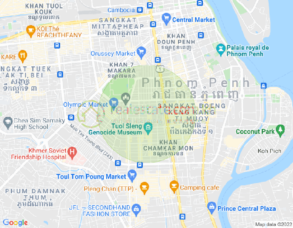 万景岗2分区（BKK2), 波哥堪, 金边地图
