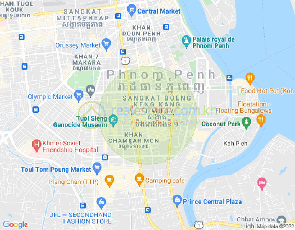 万景岗1分区（BKK1), 波哥堪, 金边地图