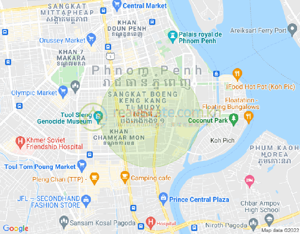 Mapa: BKK 1, Boeng Keng Kang, Phnom Penh