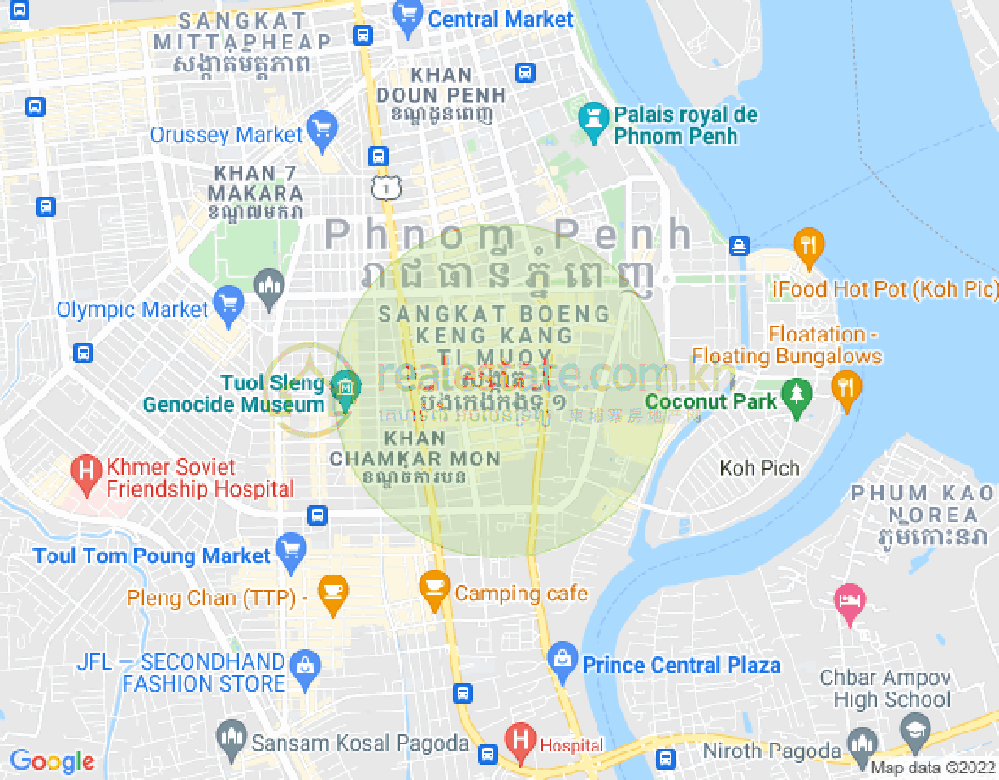 Mapa: BKK 1, Boeng Keng Kang, Phnom Penh