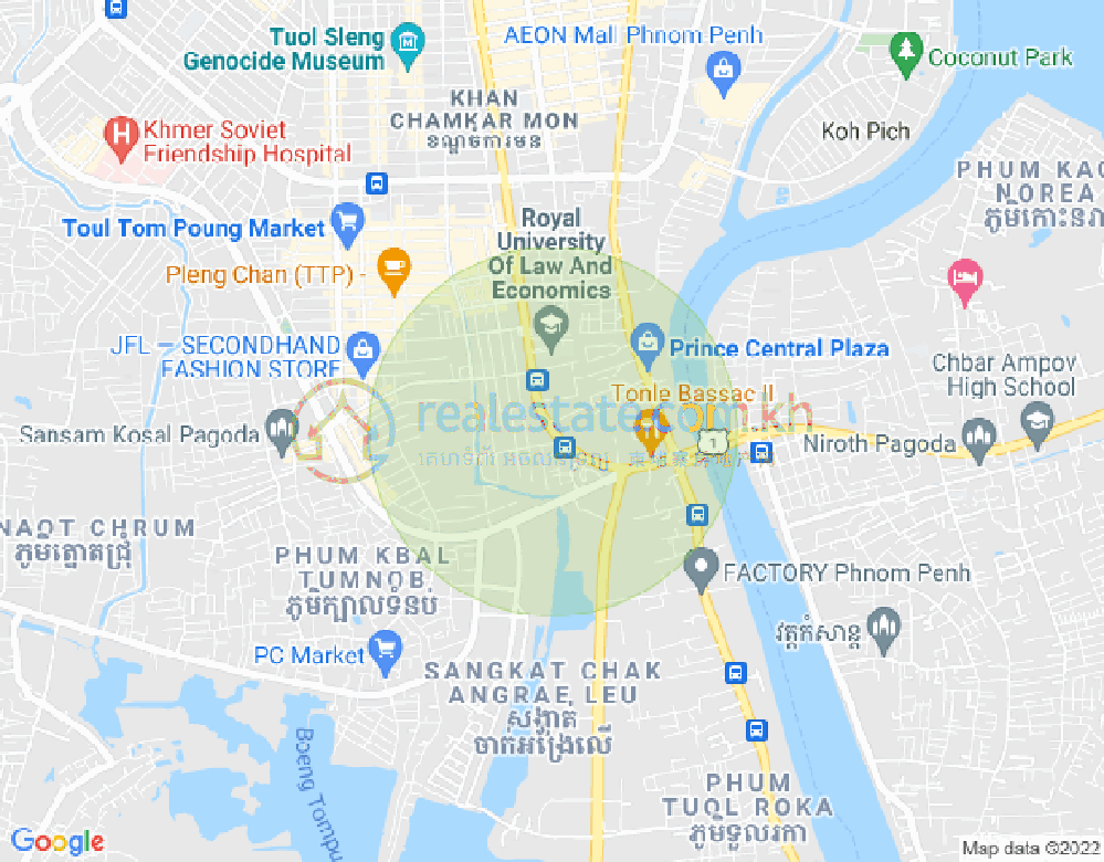 Map of Boeung Trabek, Chamkarmon, Phnom Penh