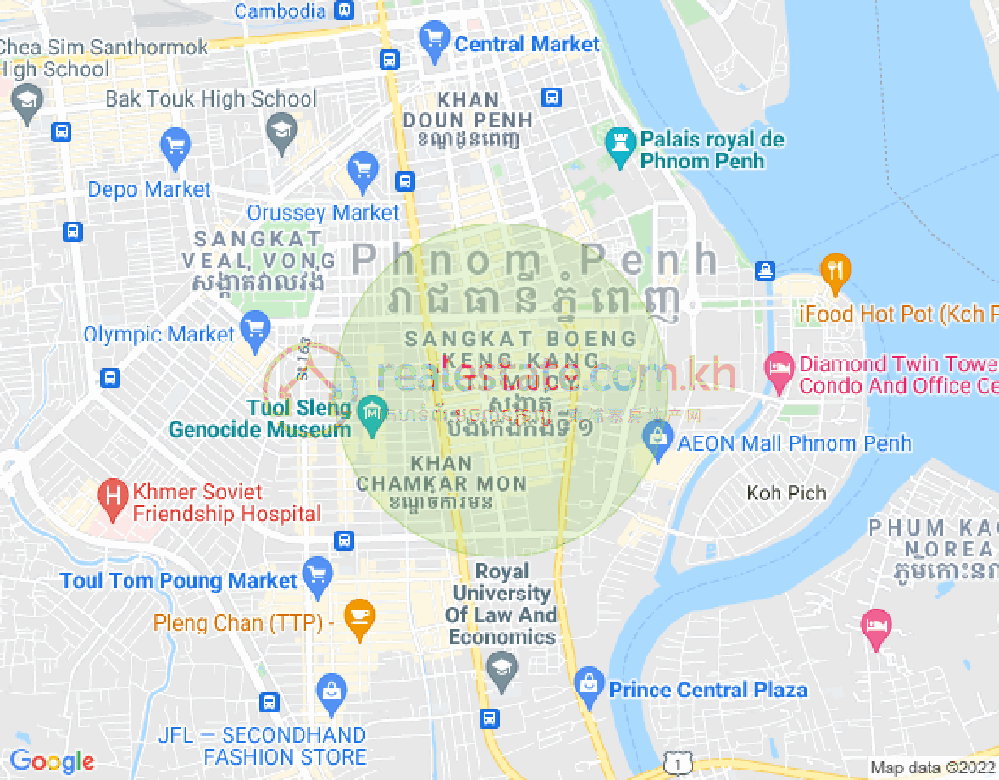 Carte de BKK 1, Boeng Keng Kang, Phnom Penh