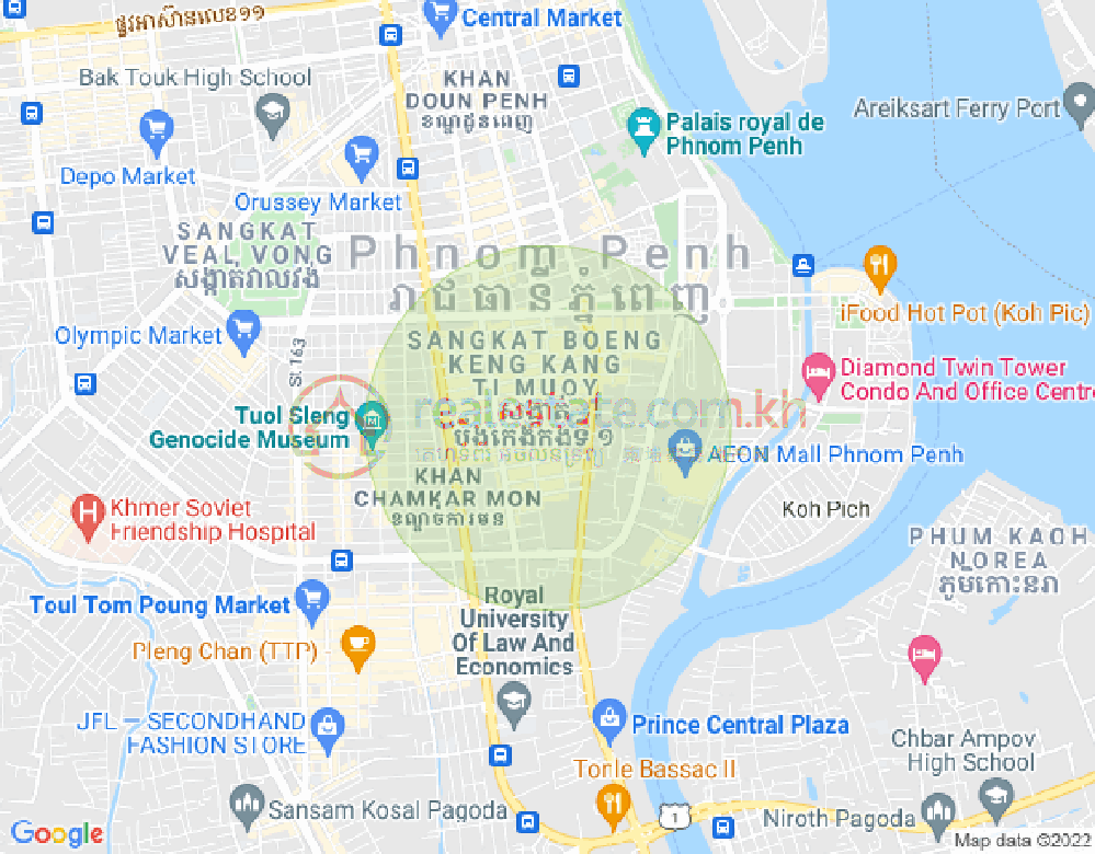 BKK 1, ボンケンコン, プノンペンの地図