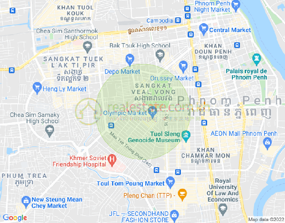 แผนที่ ตวลสวายเปรย 1, บึงเกงกอง, พนมเปญ