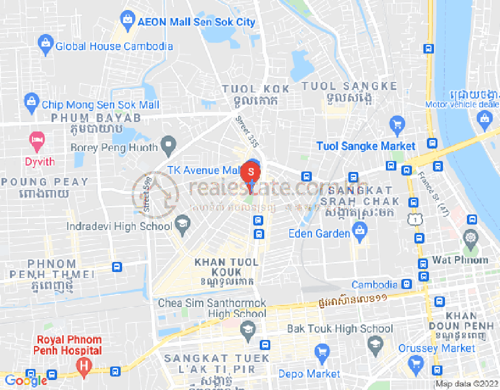 Map of Boeung Kak 1, Toul Kork, Phnom Penh