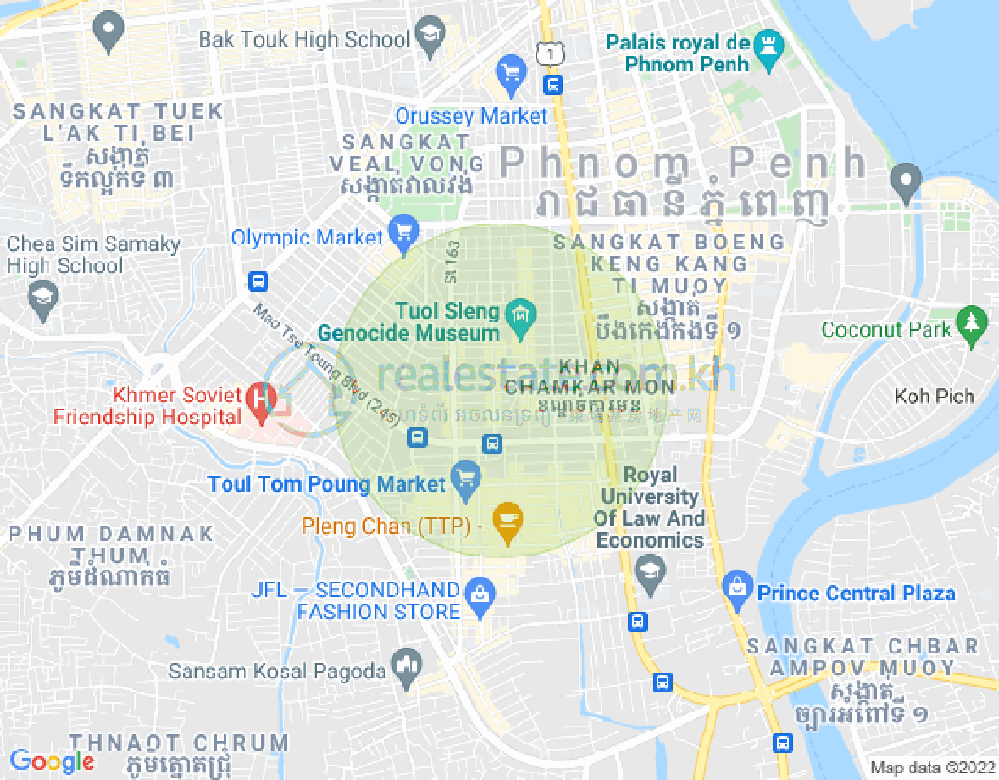 Map of Toul Tum Poung 1, Chamkarmon, Phnom Penh