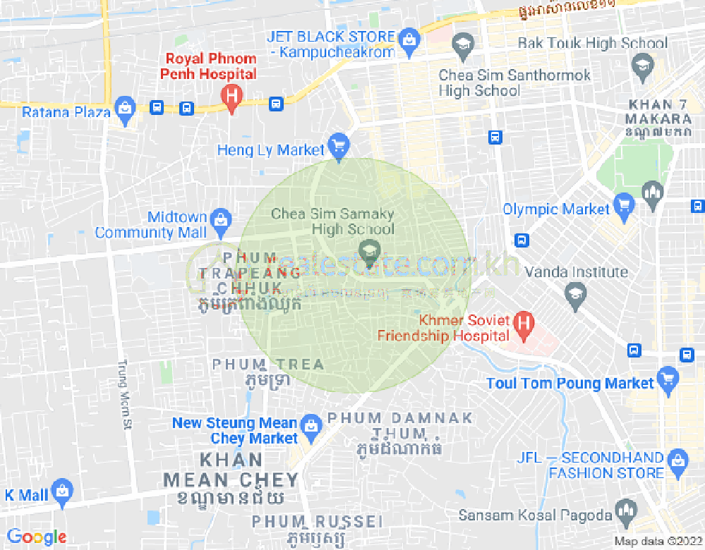 Mapa: Tuek Thla, Sen Sok, Phnom Penh