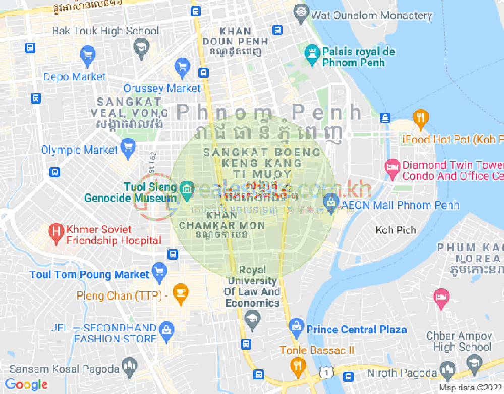BKK 1, ボンケンコン, プノンペンの地図