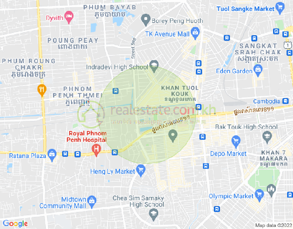 Map of Boeung Kak 2, Toul Kork, Phnom Penh