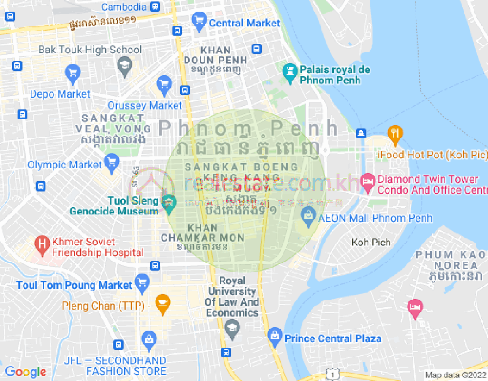 BKK 1, ボンケンコン, プノンペンの地図