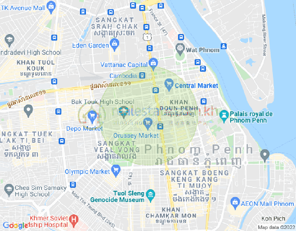 新街市1分区, 隆边区, 金边地图
