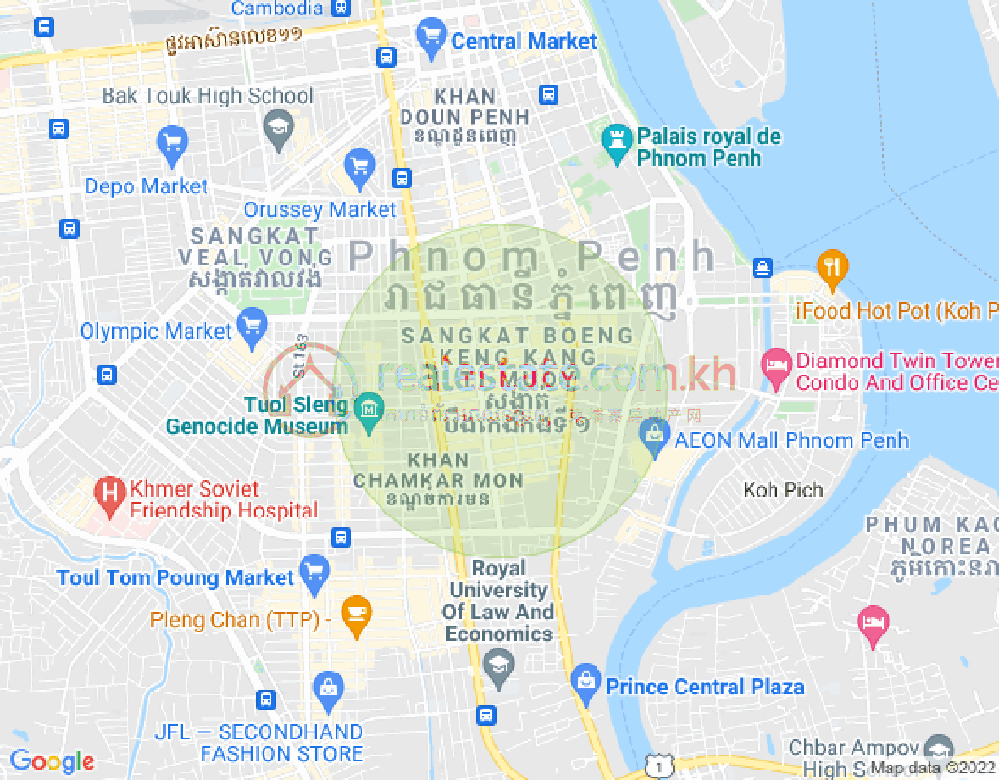 BKK 1, ボンケンコン, プノンペンの地図