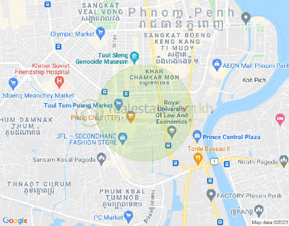 トゥールトンポン1, チャムカモン, プノンペンの地図