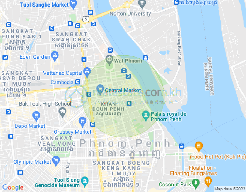 Mapa: Phsar Chas, Daun Penh, Phnom Penh