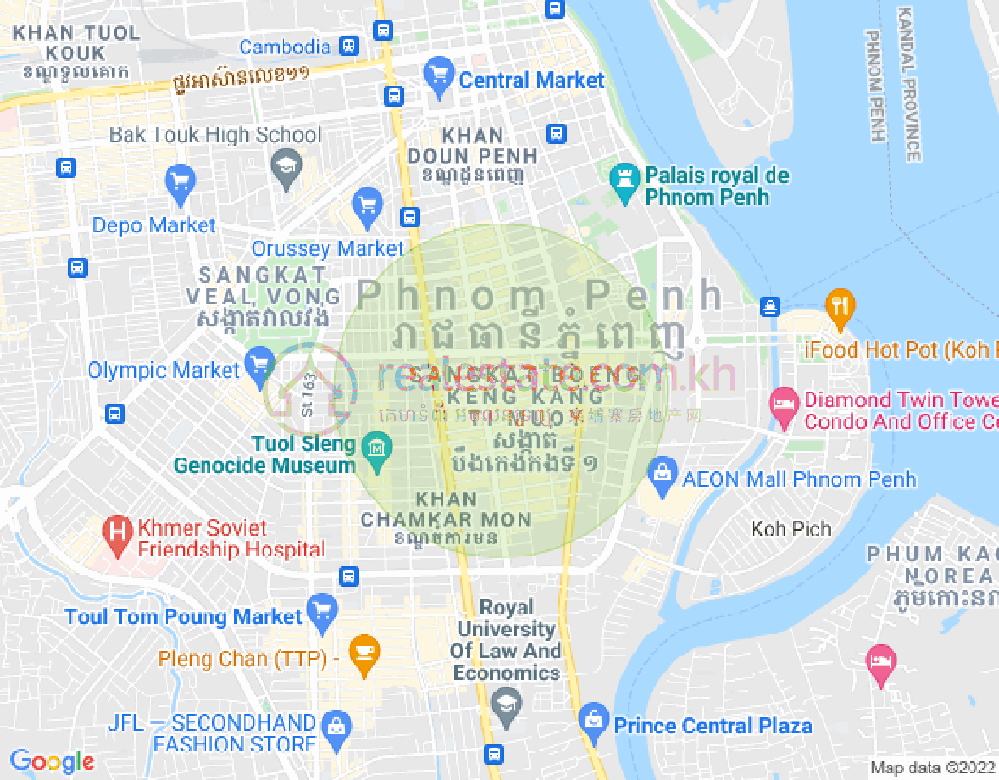 万景岗1分区（BKK1), 波哥堪, 金边地图