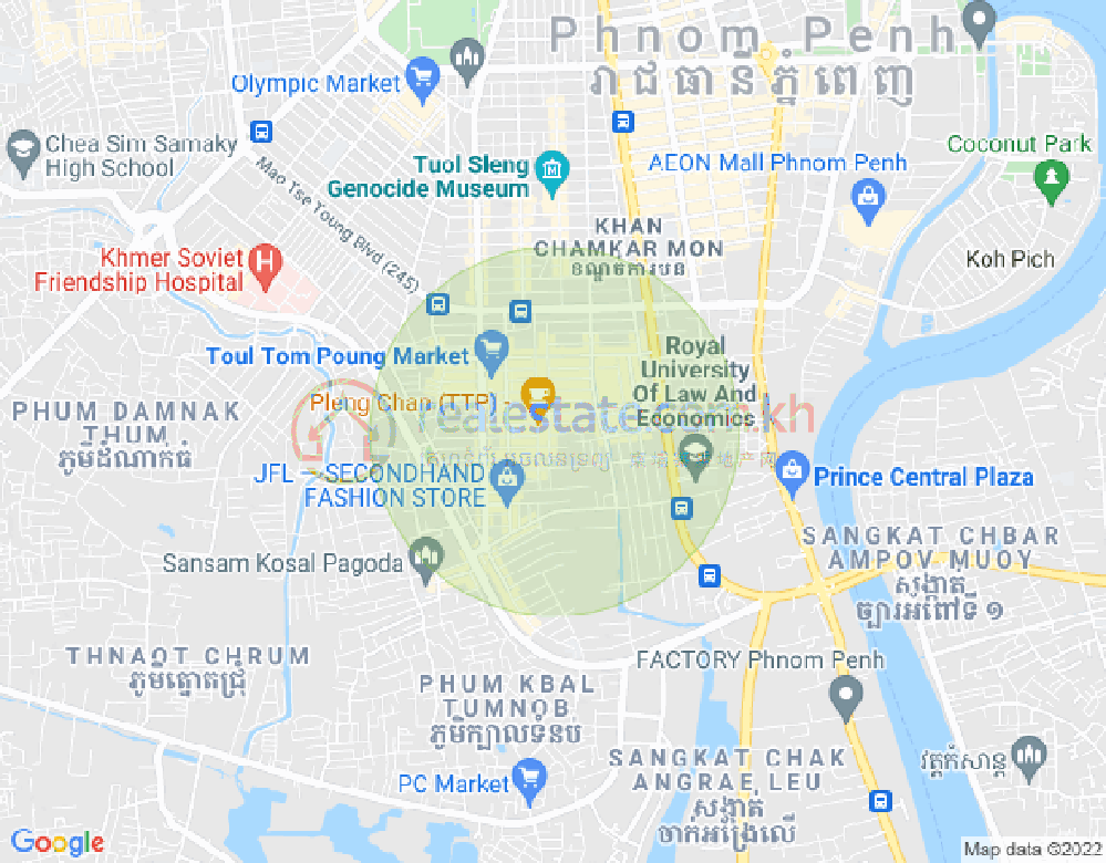 Map of Toul Tum Poung 1, Chamkarmon, Phnom Penh