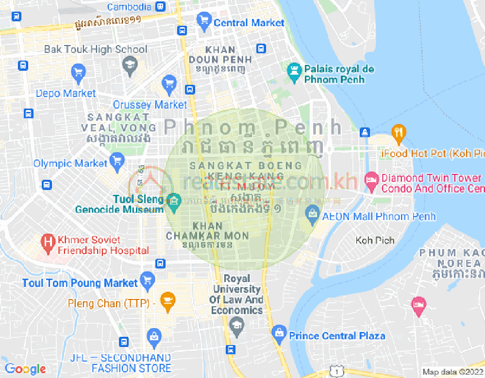 万景岗1分区（BKK1), 波哥堪, 金边地图