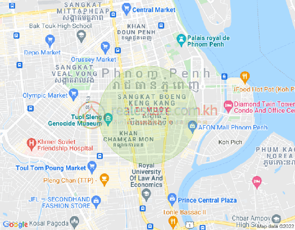 BKK 1, ボンケンコン, プノンペンの地図