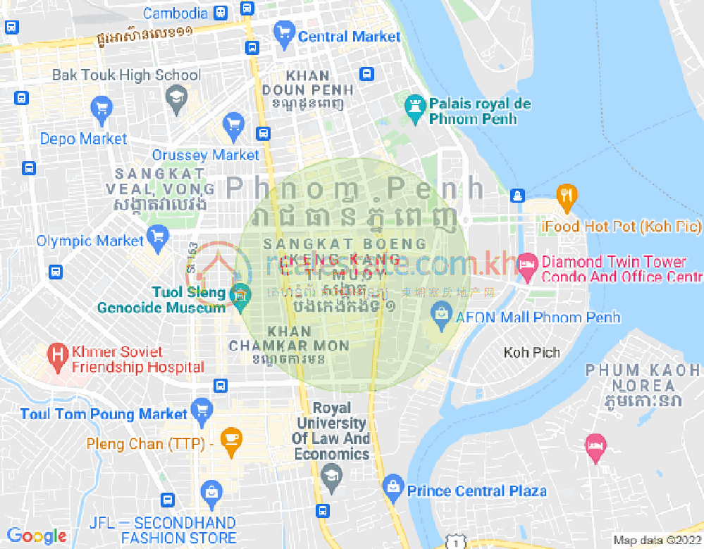 BKK 1, ボンケンコン, プノンペンの地図