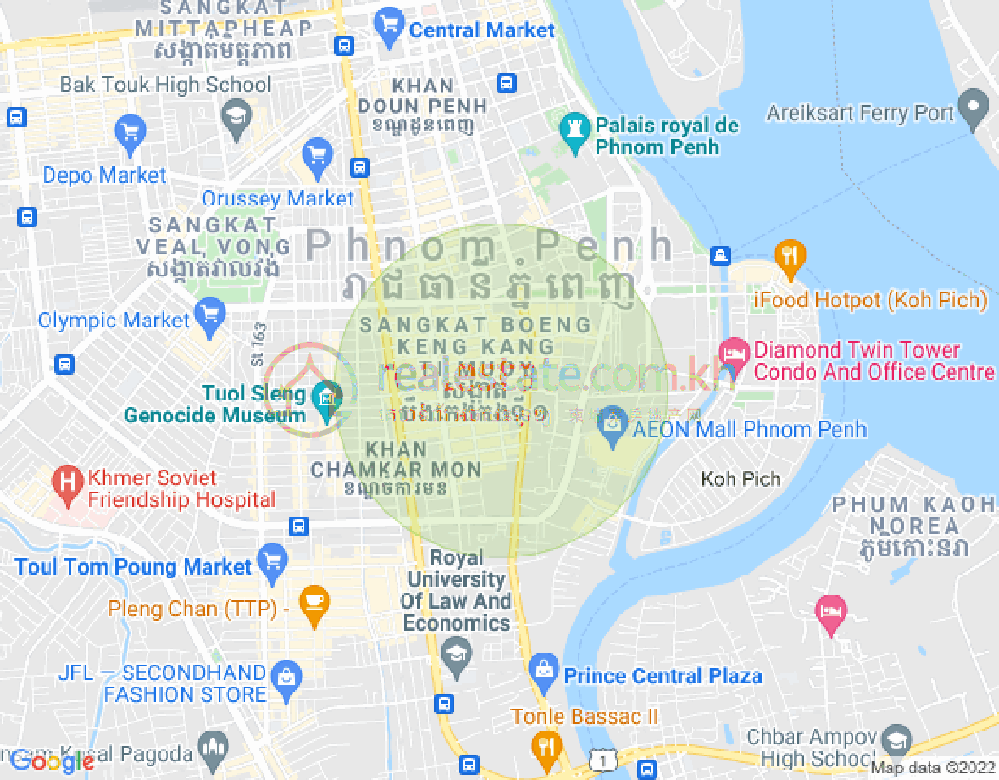 Mapa: BKK 1, Boeng Keng Kang, Phnom Penh