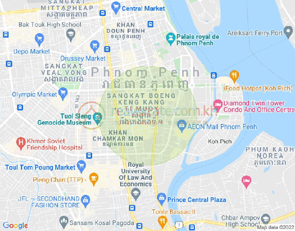 Mapa: BKK 1, Boeng Keng Kang, Phnom Penh