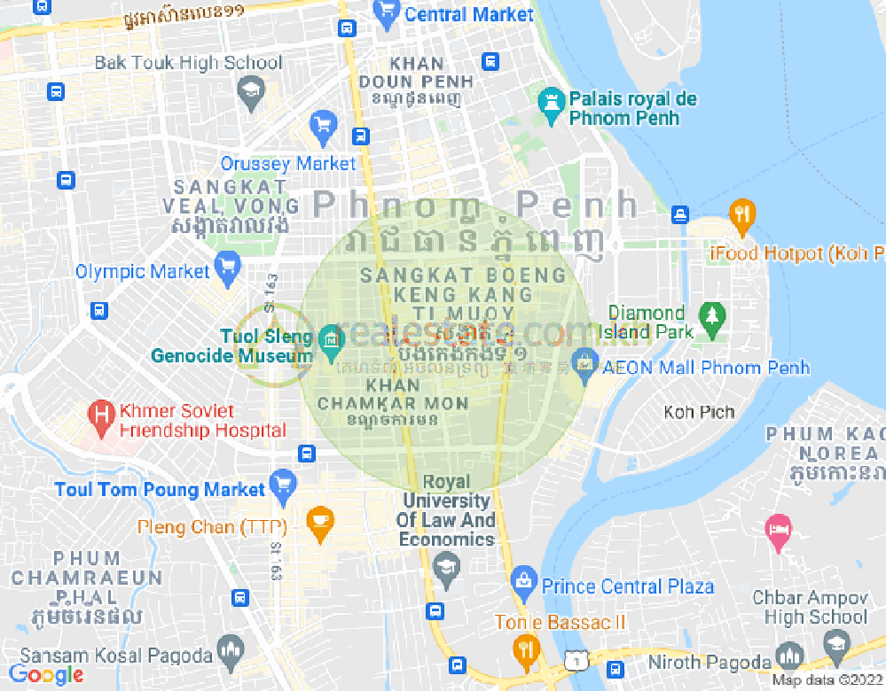 Carte de BKK 1, Boeng Keng Kang, Phnom Penh