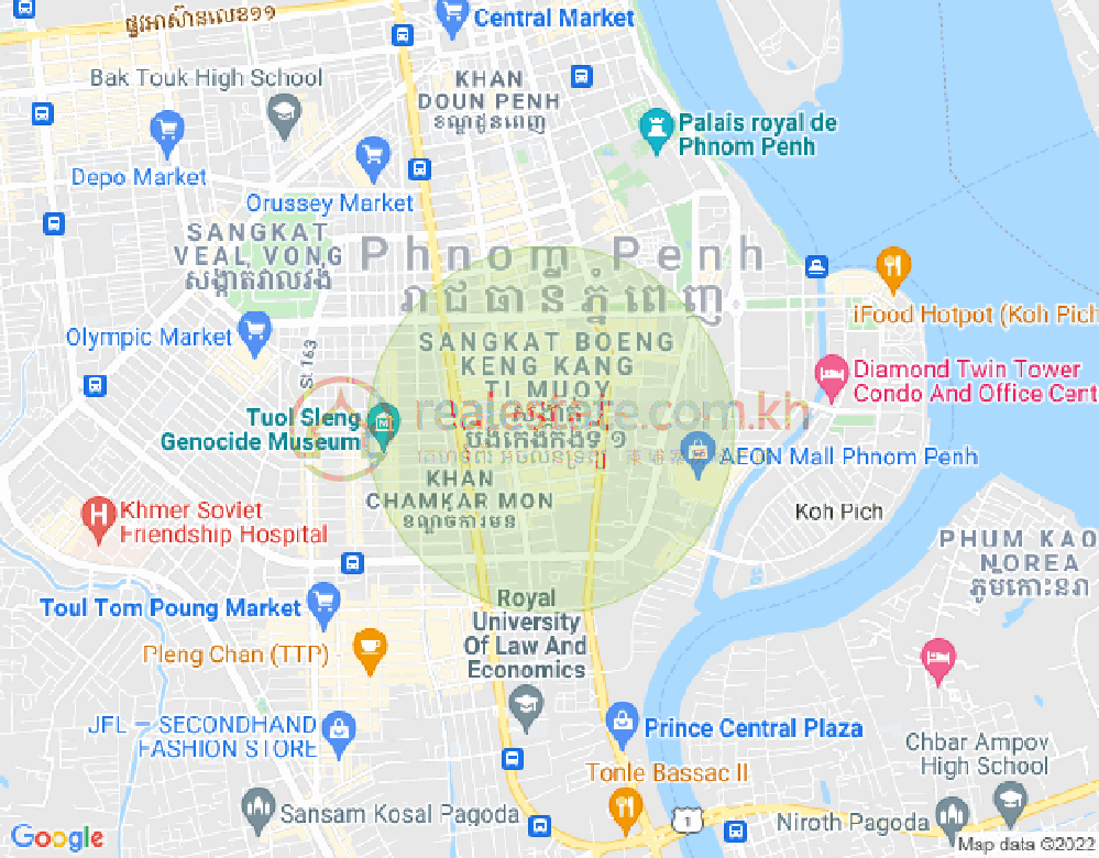 Mapa: BKK 1, Boeng Keng Kang, Phnom Penh