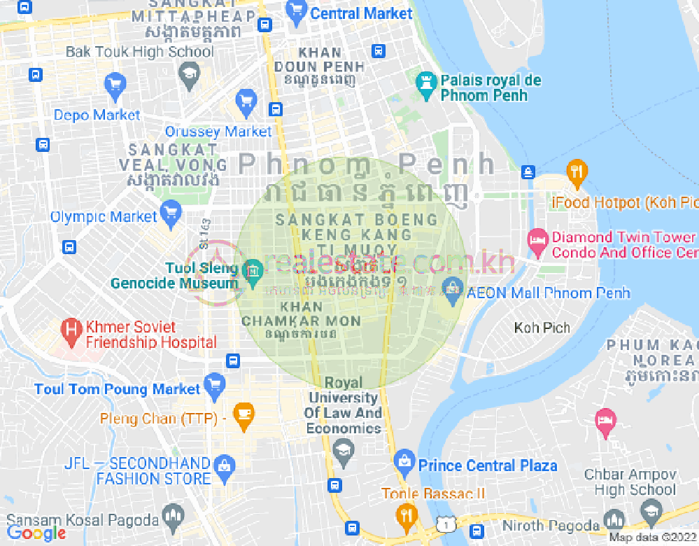 Mapa: BKK 1, Boeng Keng Kang, Phnom Penh