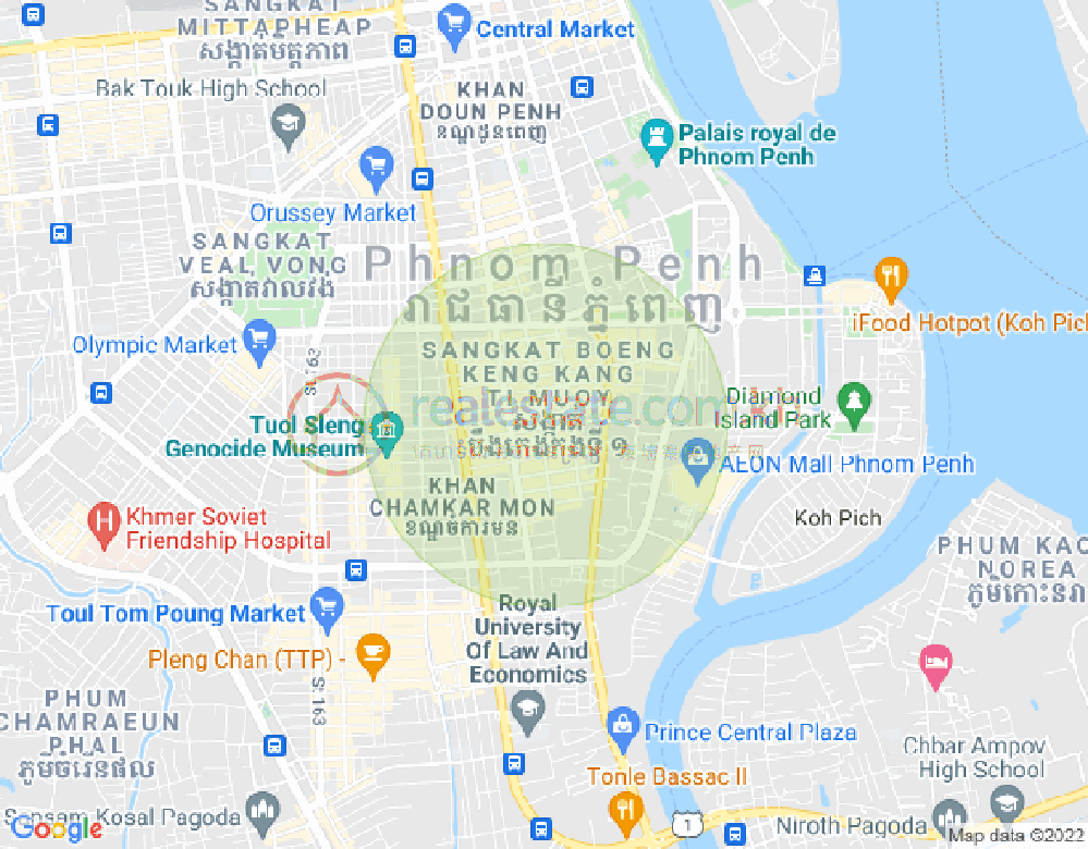 Carte de BKK 1, Boeng Keng Kang, Phnom Penh